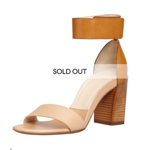 Chloe leather stacked heel ankle wrap sandals shoes